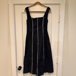 Vici Black Midi Dress with White Piping